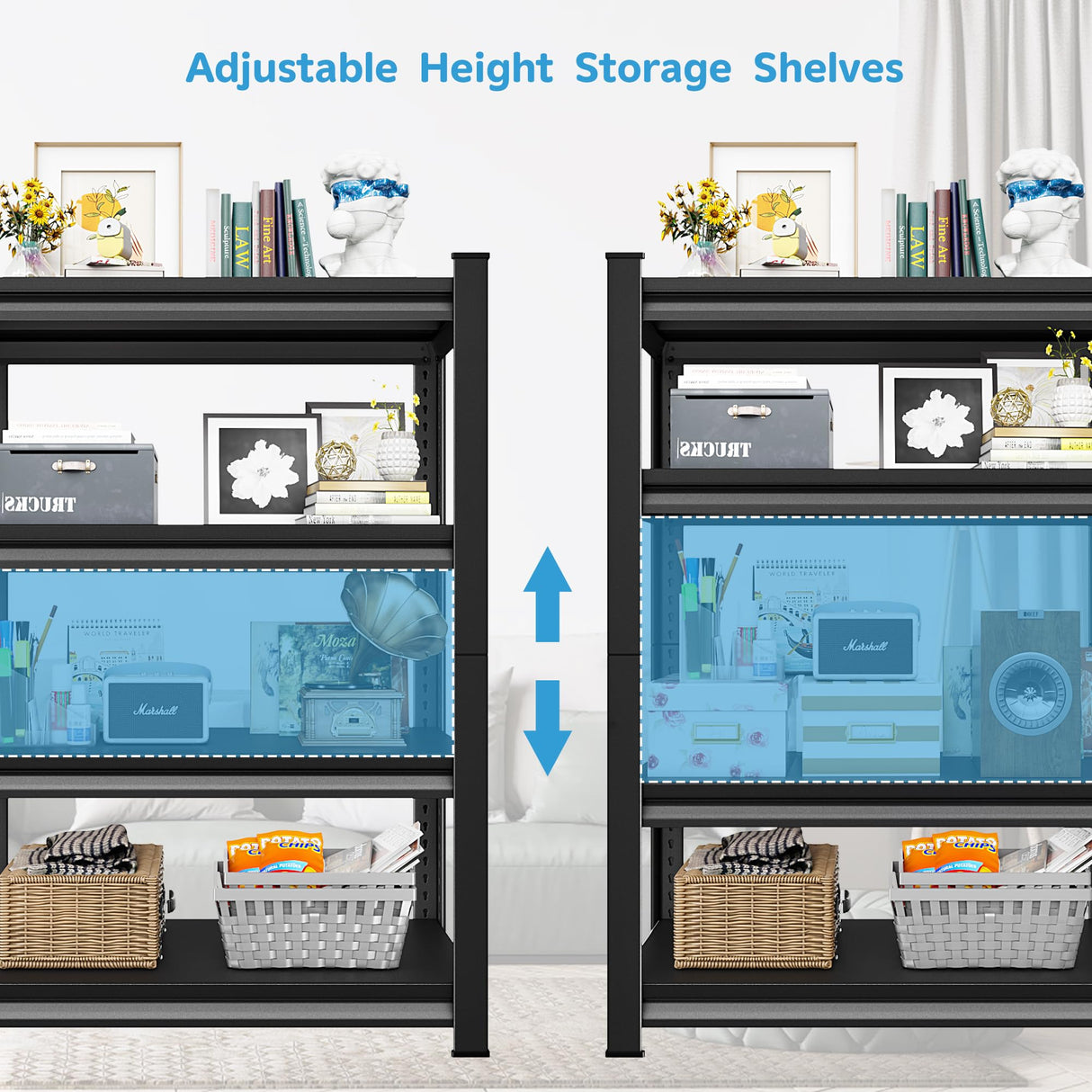 SUPPNEED 1400LBS Garage Storage Shelves Heavy Duty, 35" W x 16" D x 66" H,4-Tier Garage Shelving Heavy Duty, Industrial Metal Shelving Units for Basement,Fish Tank,Black SUPPNEED