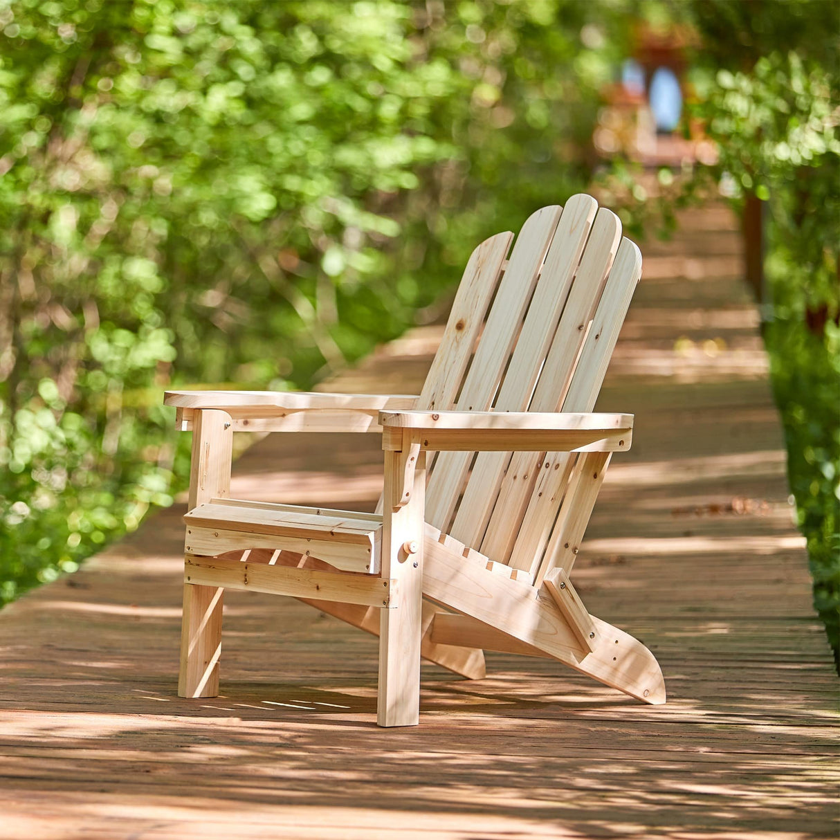 Shine Company Marina Adirondack Chair, Back & Seat Pre-Assembled, Natural Shine Company