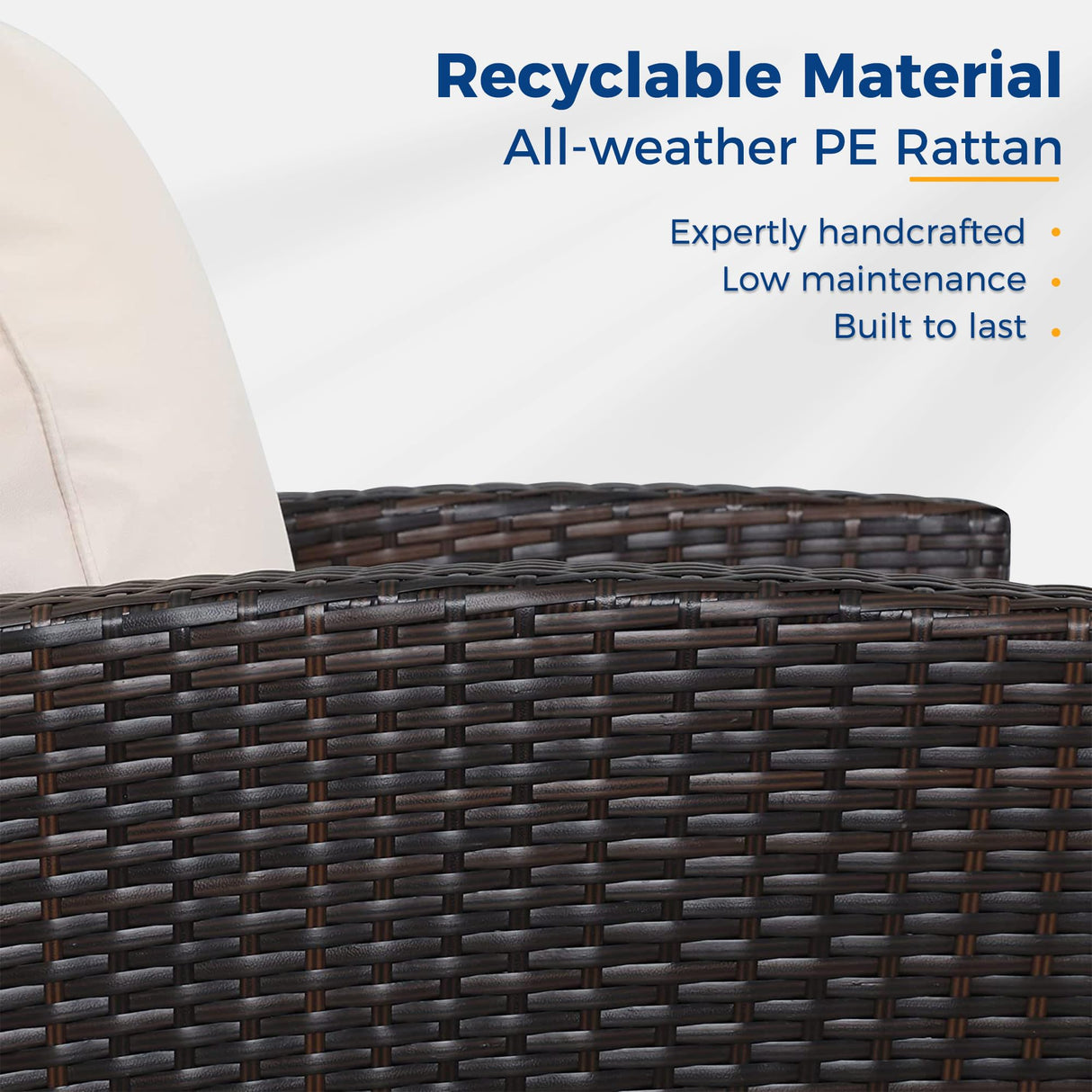 Wisteria Lane 4 Piece Outdoor Patio Furniture Sets, Wicker Conversation Set for Porch Deck, Brown Rattan Sofa Chair with Cushion Wisteria Lane