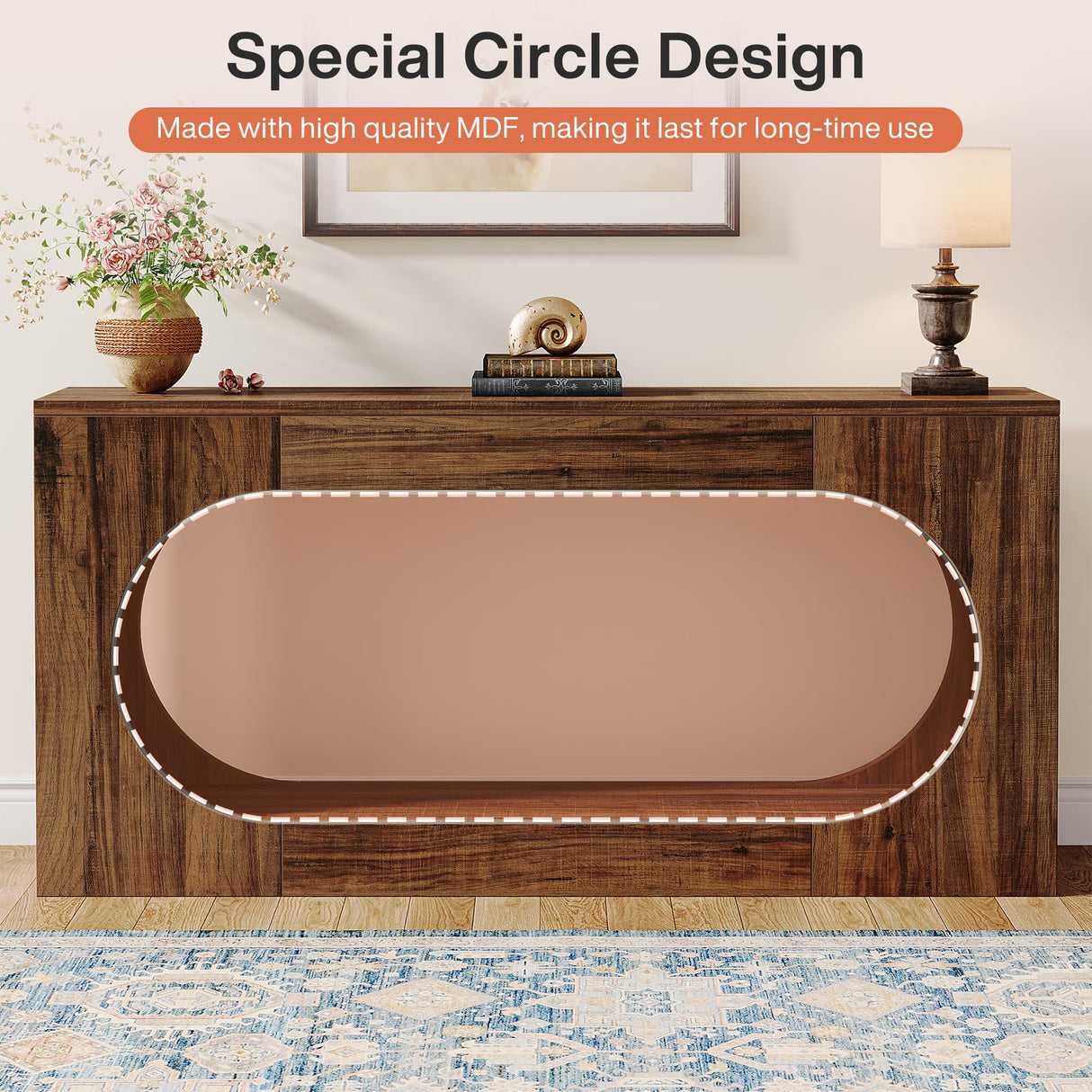 Tribesigns Console Table, 63 Inches Narrow Sofa Entryway Table with 2-Tier Storage Shelf, Wood Hallway Behind Couch Table Accent Table for Living Room, Rustic Brown Tribesigns