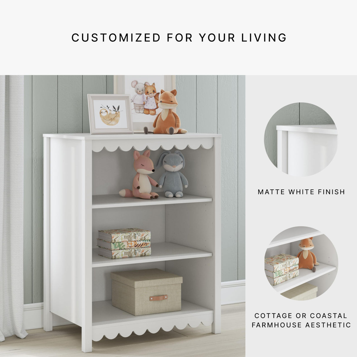 Signature Design by Ashley Hallityn Modern Freestanding 3-Tier Bookcase with 2 Adjustable Shelves, White Signature Design by Ashley