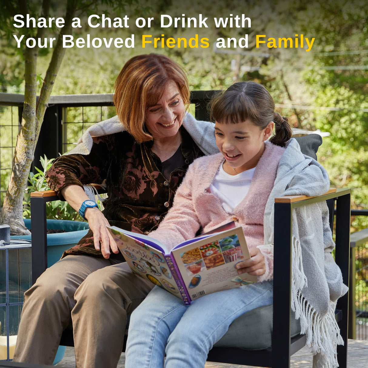 EAST OAK Patio Furniture Set, 4-Piece Outdoor Patio Set with Sofa, Removable & Washable Deep Seating Cushion, Tempered Glass Table, Outside Patio Conversation Sets, Dark Gray & Black EAST OAK