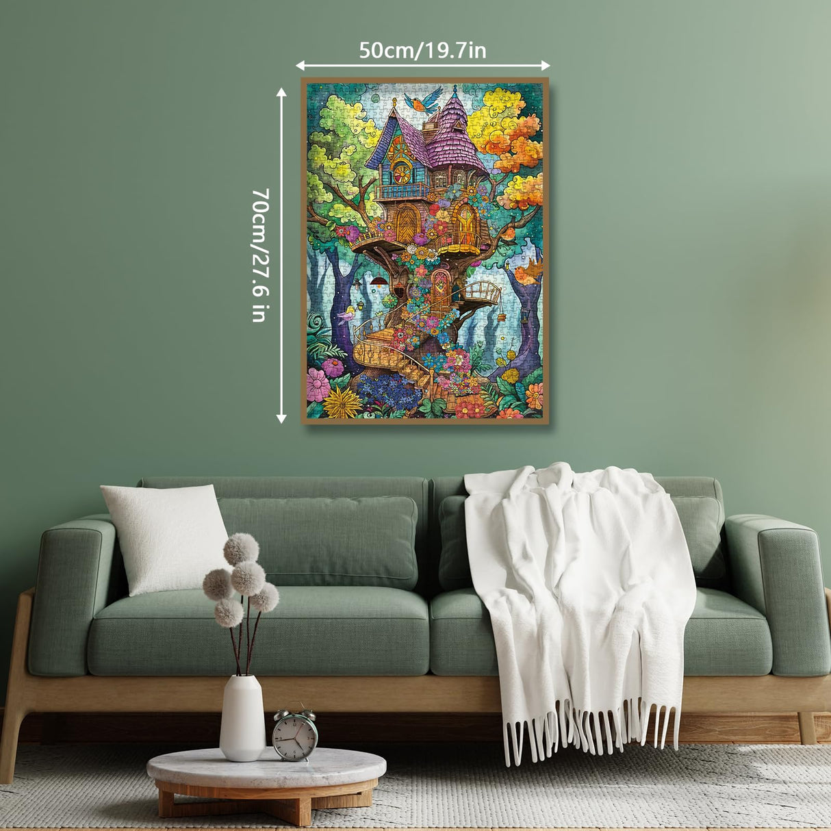 Magic Fantasy Treehouse Puzzles 1000 Piece for Adults, Nature Funny Tree Jigsaw Puzzle, Colorful Flower Plant Puzzle BBOLDIN