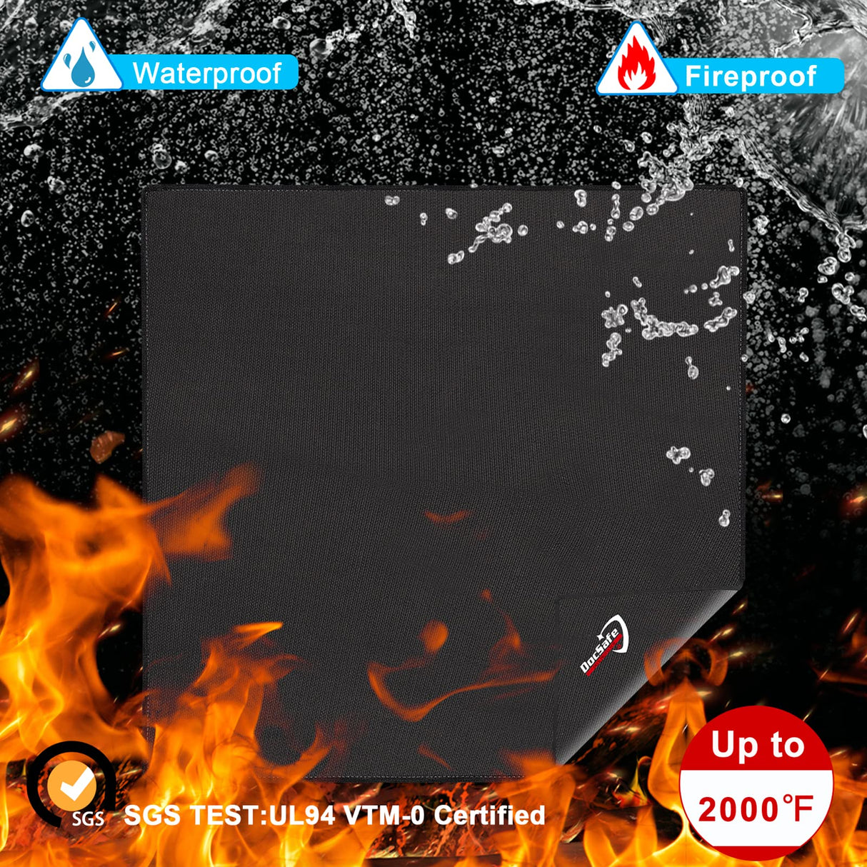 DocSafe Large Under Grill Mat 48" Square Fire Pit Mat,4 Layers Fireproof Mat Grill Pads Protect for Deck,Patio,Outdoor Charcoal,Smokers,Wood Floor,Indoor Fireplace Mat,Reusable Oil-Proof&Waterproof DocSafe