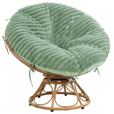 HOMBYS Fluffy Shaggy Cover for Papasan Chair Cushion, Plush Faux Fur Slipcover ONLY, (Without Cushion) Removable Soft Papasan Cushion Covers with 8 Ties, (Sage Green, 50"x50")
