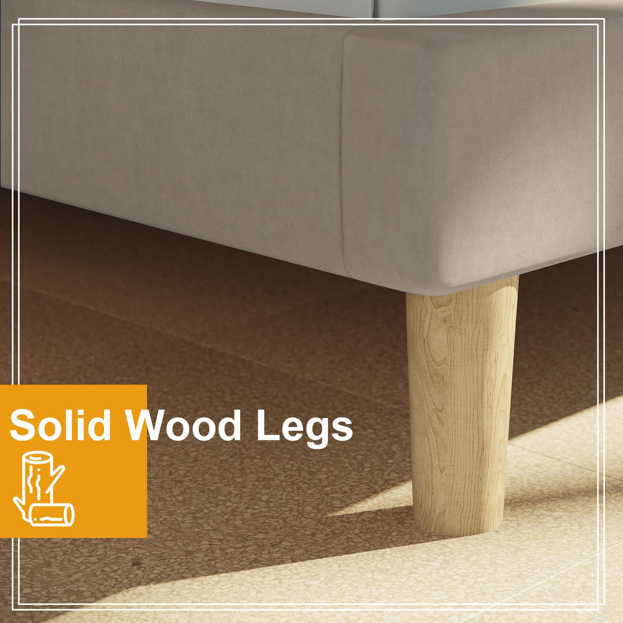 LIKIMIO Twin Bed Frames, Velvet Upholstered Platform Bed Frame with Headboard and Strong Wooden Slats, No Box Spring Needed/Noise-Free/Easy Assembly, Beige LIKIMIO