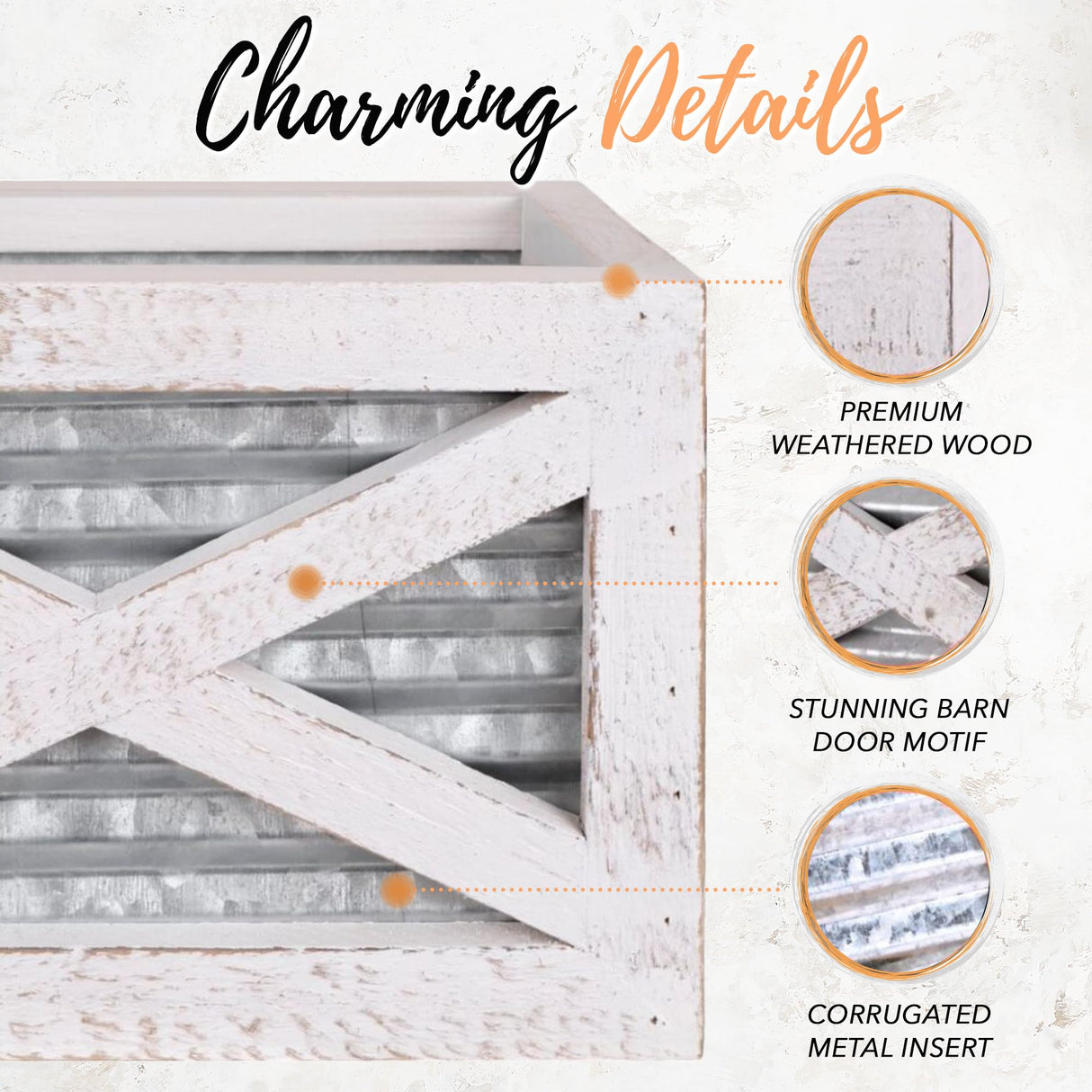 Autumn Alley Barn Door Rustic Kitchen Utensil Holder- Farmhouse Wooden White Kitchen Utensil Holder- Galvanized Accents- Rustic Kitchen Decor- Farmhouse Details Add Charm to your Country Kitchen Autumn Alley