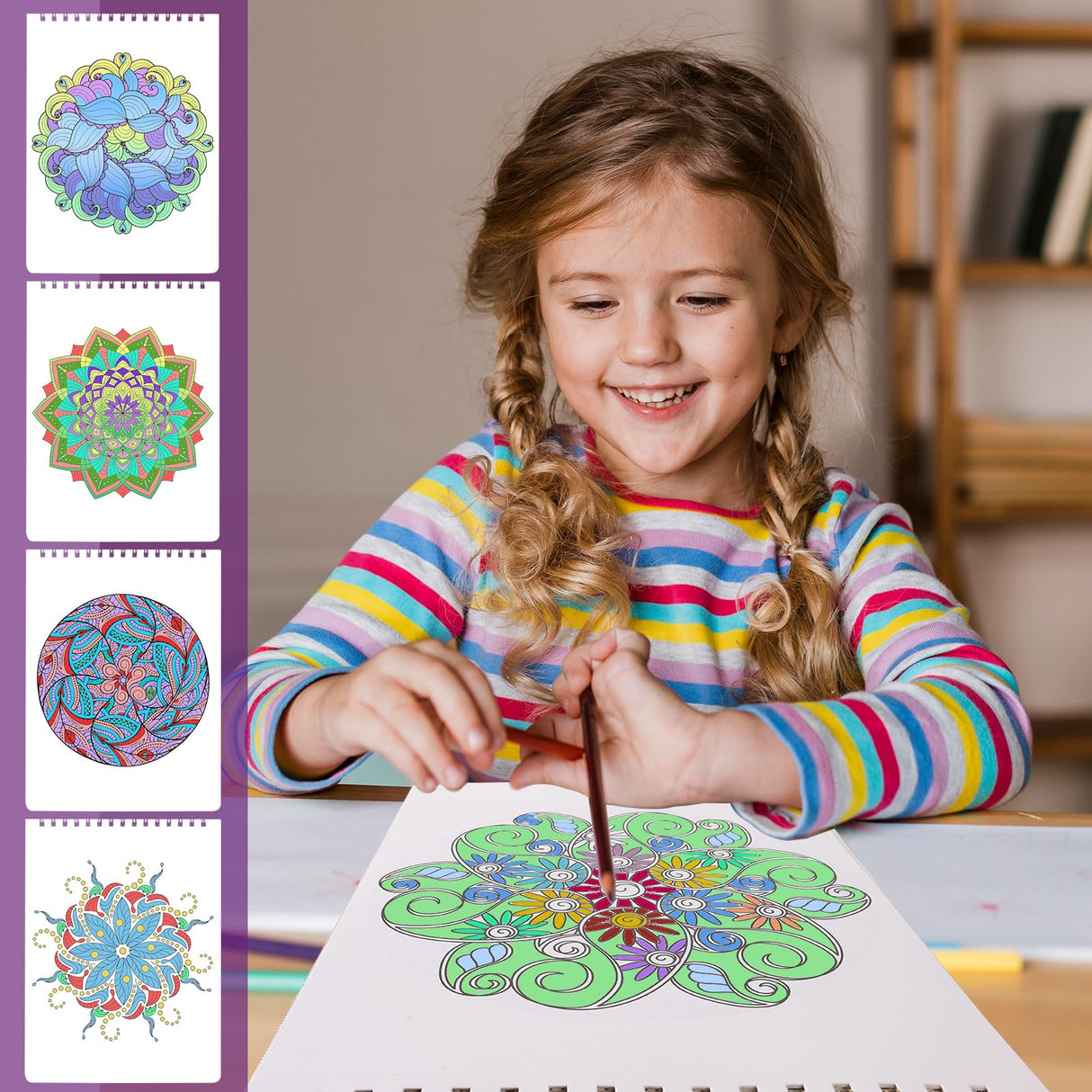 Mandala Coloring Book for Adults - 9" x 12" Coloring Book Spiral Bound, 50 Hand Drawn Mandalas Patterns for Relaxation & Stress Relief, Mindfulness Gifts Appointime