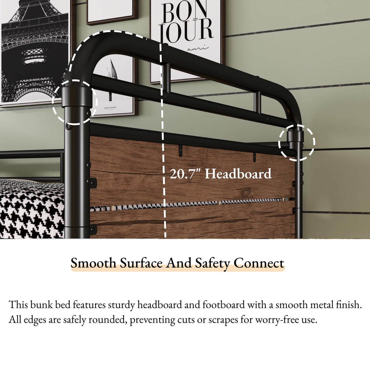 Twin Over XL Bunk Bed with LED Light USB Charging Station Detachable Metal Bunk Bed with 2 Storage Drawers Headboard Safety Guardrails Ladder Convertiable Twin Bed No Spring Box Needed Space Saving INTERHOMART