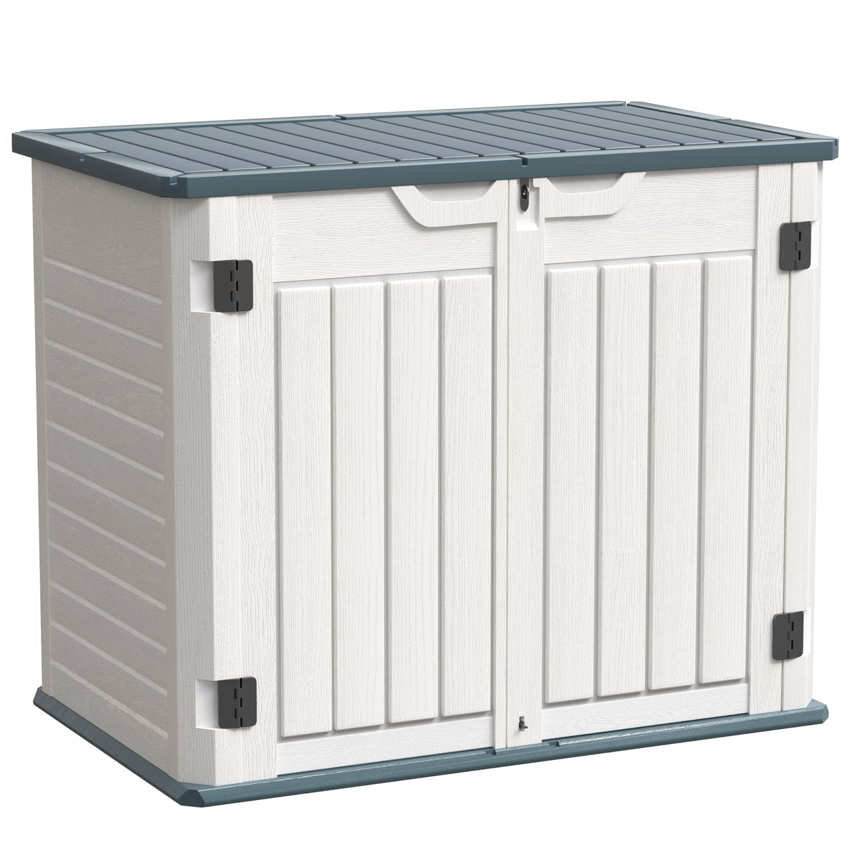 UDPATIO Outdoor Storage Cabinet 35 Cu Ft, Resin Horizontal Outdoor Trash Can Storage Box Lockable Shed 4 x 2 ft for Garbage, Garden Tools, Lawn Mowers UDPATIO