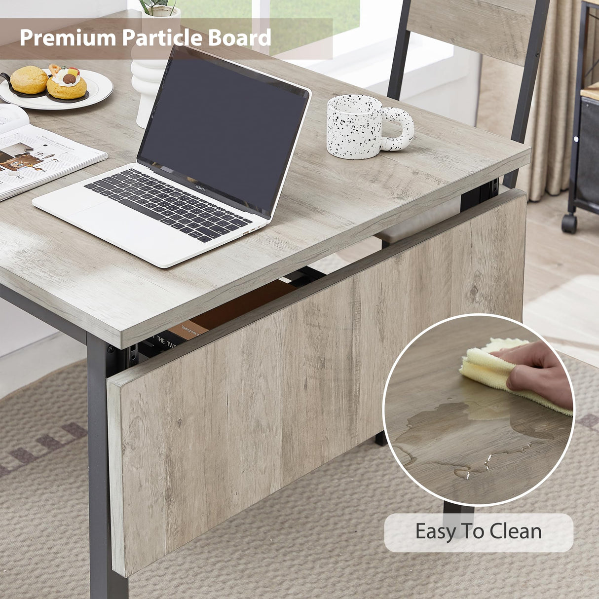 Tmsan 63.2" Folding Dining Table for 4-6 People, Drop Leaf Table with Storage Rack Extendable Kitchen Dinner Table for Small Spaces (Grey) Tmsan