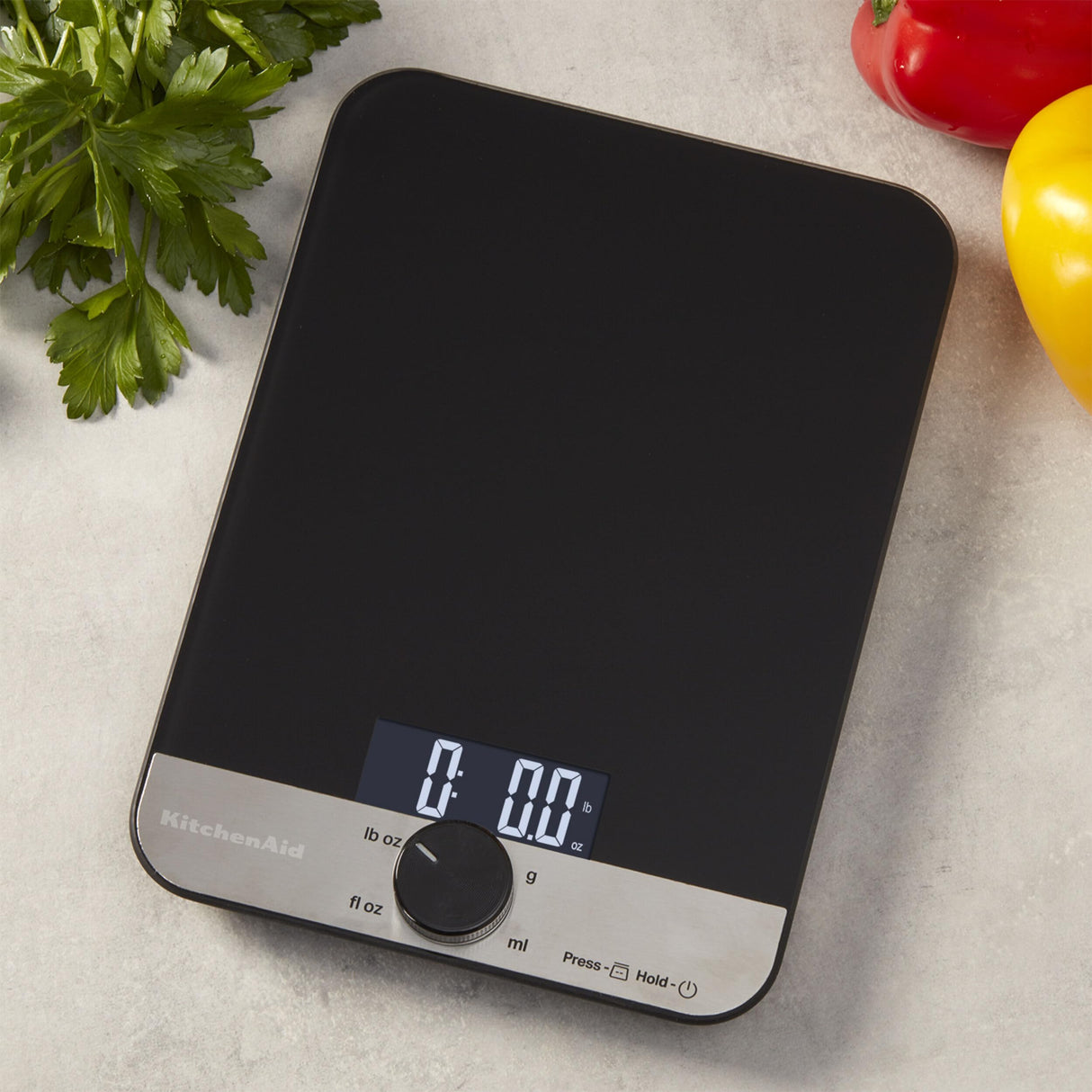 KitchenAid KQ908 Glass Surface 11 Pound Capacity Digital Kitchen and Food Scale, Scale for Food Ounces and Grams, Dry and Liquid Ingredients, Black KitchenAid