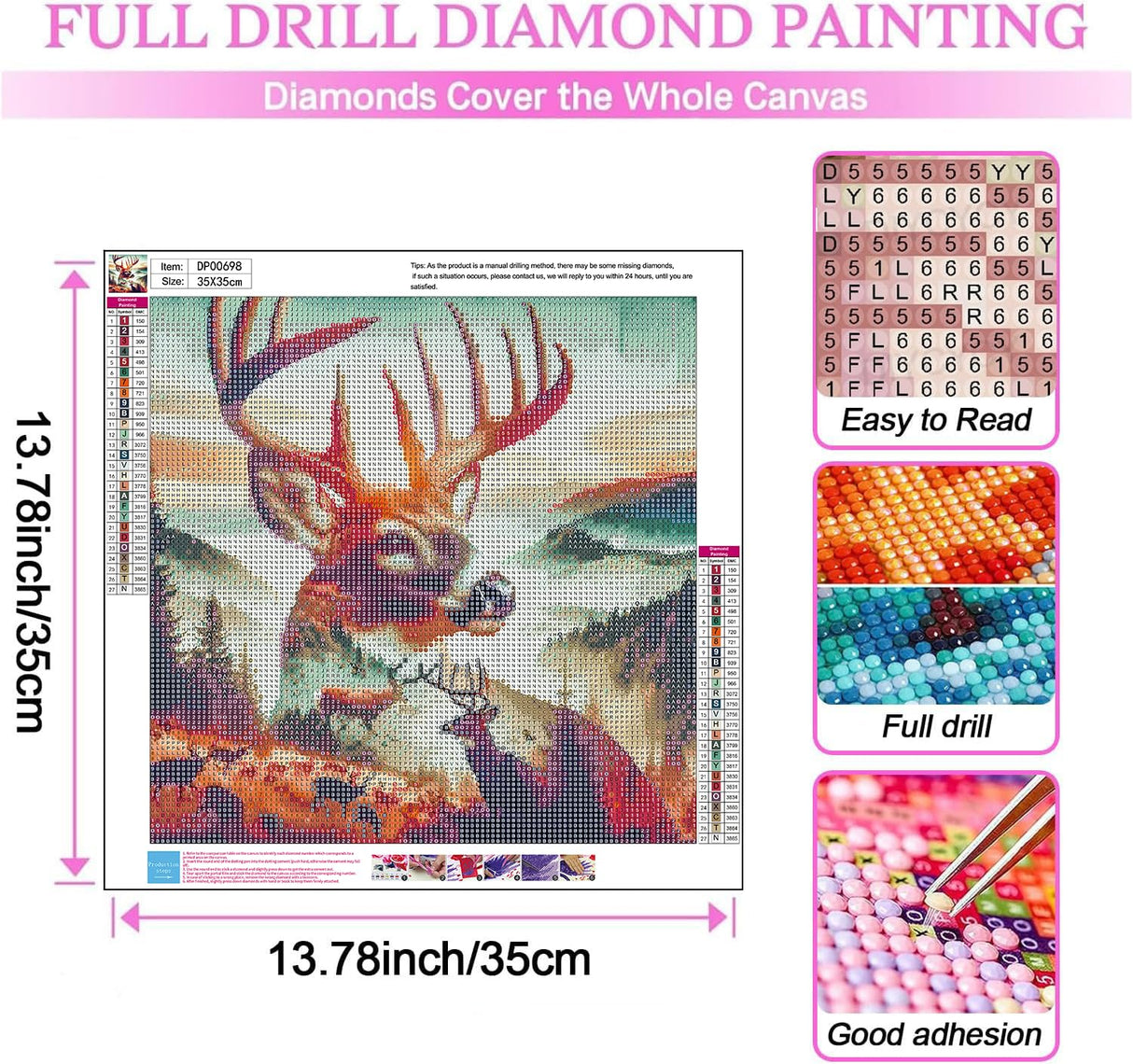 ARPADAMO Elk Diamond Art Kits for Adults,5D Deer Diamond Painting DIY Animal Diamond Art Diamond Painting Kit for Adult,Round Full Drill Diamonds, Diamond Art Kits for Home Decor-13.78x13.78inch ARPADAMO