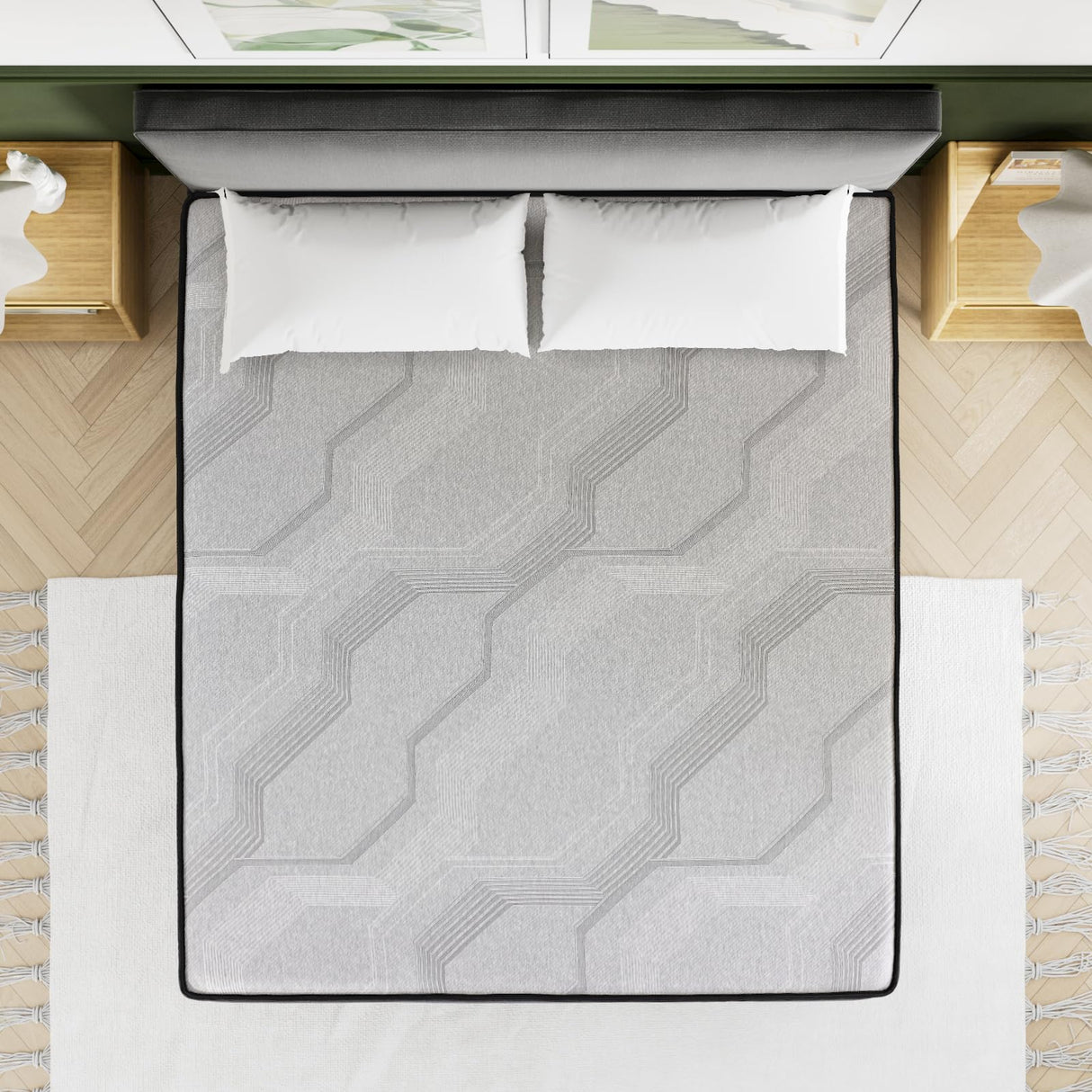 Suiforlun California King Mattress, 15 Inch Hybrid Charcoal Gel Memory Foam Mattress with Firm Edge Pocket Coils, Cooling Deep Sleep, Back Pain Relief, Fiberglassfree Suiforlun