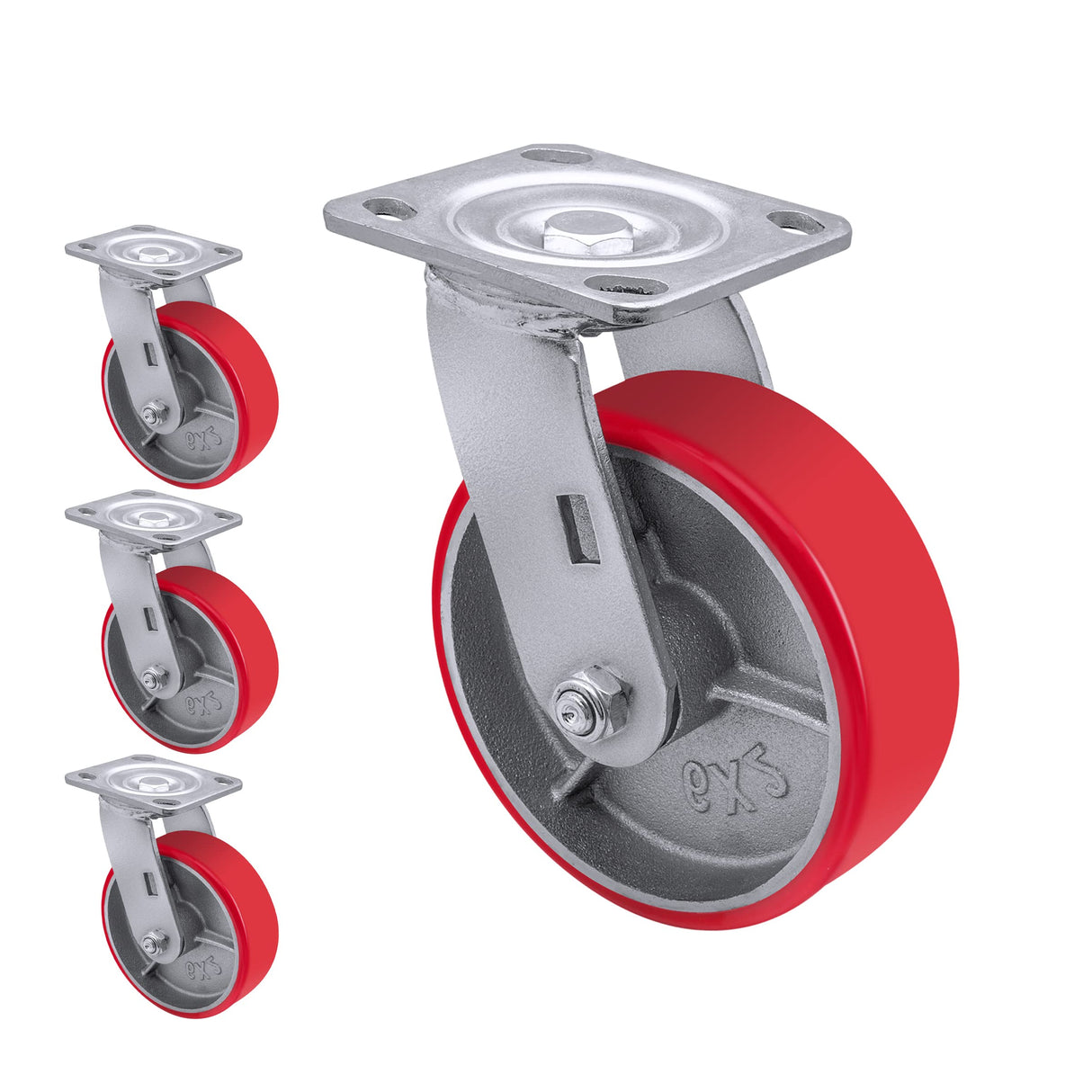 6"X 2" Heavy Duty Casters - Industrial Casters Polyurethane Caster with Strong Load-Bearing Capacity 5000 LB, Heavy Duty casters Set of 4, Widely Used in Furniture,WorkBrench,Tool Box(4 Swivel) SY America