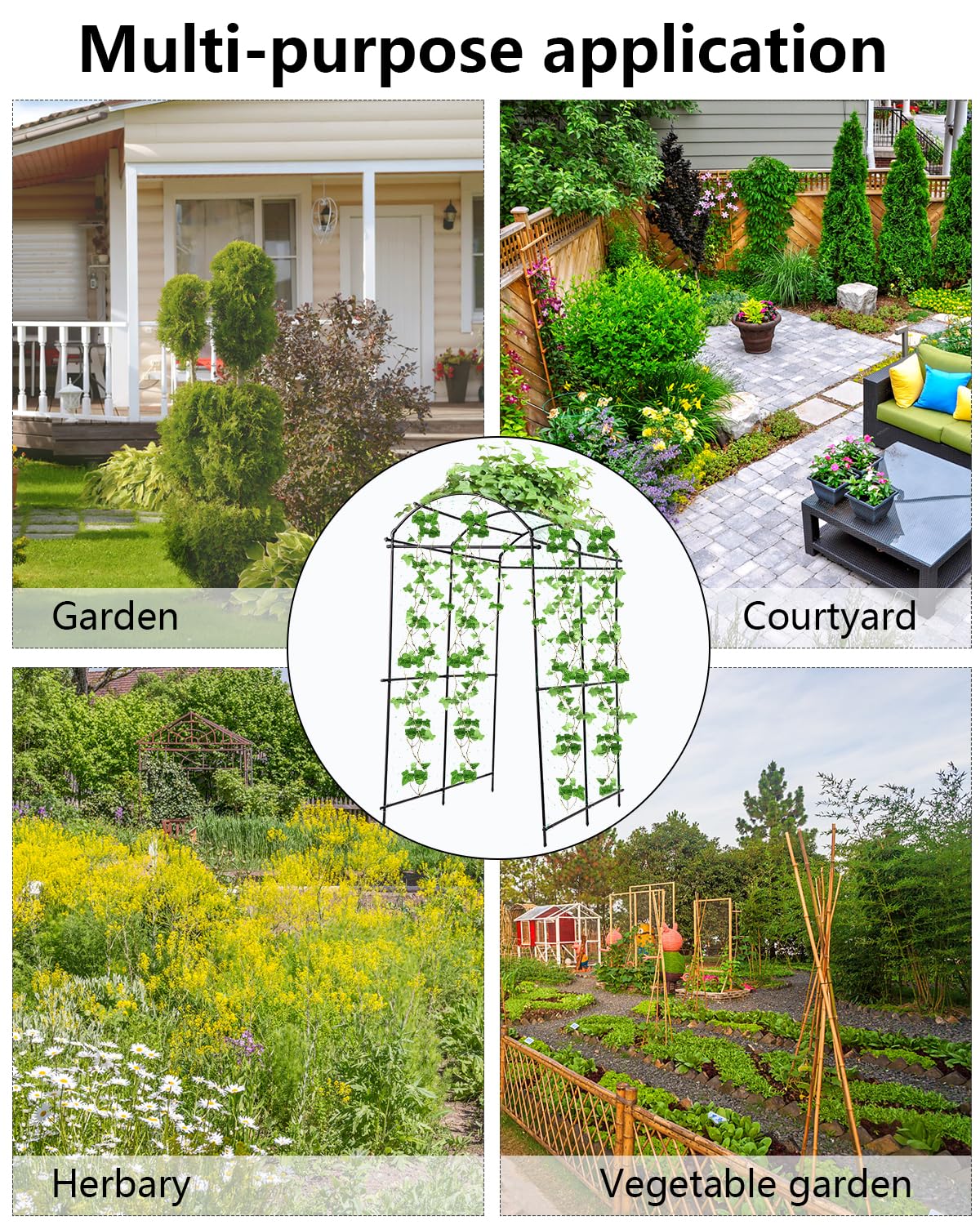 Garden Arch Tunnel Trellis for Climbing Plant Outdoor, Garden Trellis Arch, 7 FT Tall Walkway Trellis, Large Side Archway Arbor Tunnel Support for Vegetable/Fruit/Flowers Outdoor,Garden Raised Bed FAHKNS