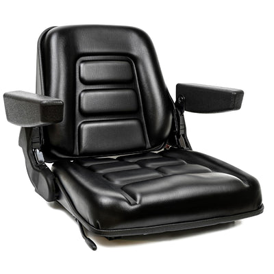 Universal Fold Down Forklift Seat with Adjustable Angle Back,Armrest,Micro Switch and Slide for Tractor,Excavator Skid Loader Backhoe Dozer Telehandler ZTR’s