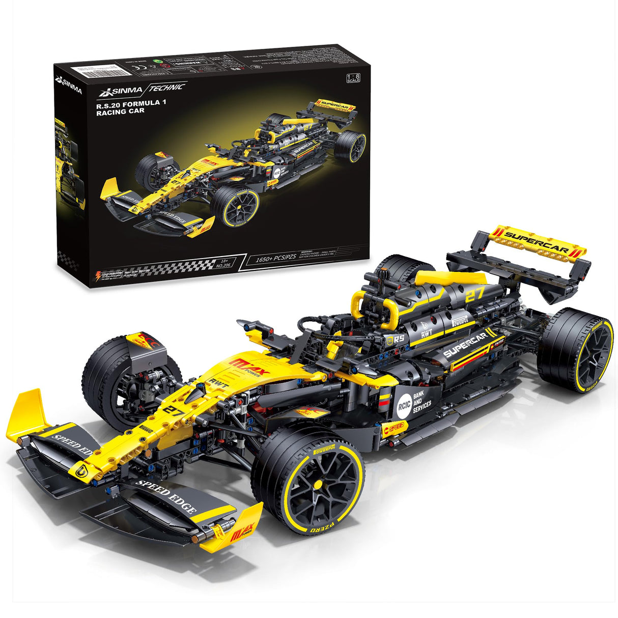 JSINMA Technic F1 RS20 Racing Car Building Kit – 1:8 Scale Collectible Set for Adults, 1650+ PCS Display Model with Realistic Details – DIY Engineering Gift for F1 Fans, Home or Office Display JSINMA