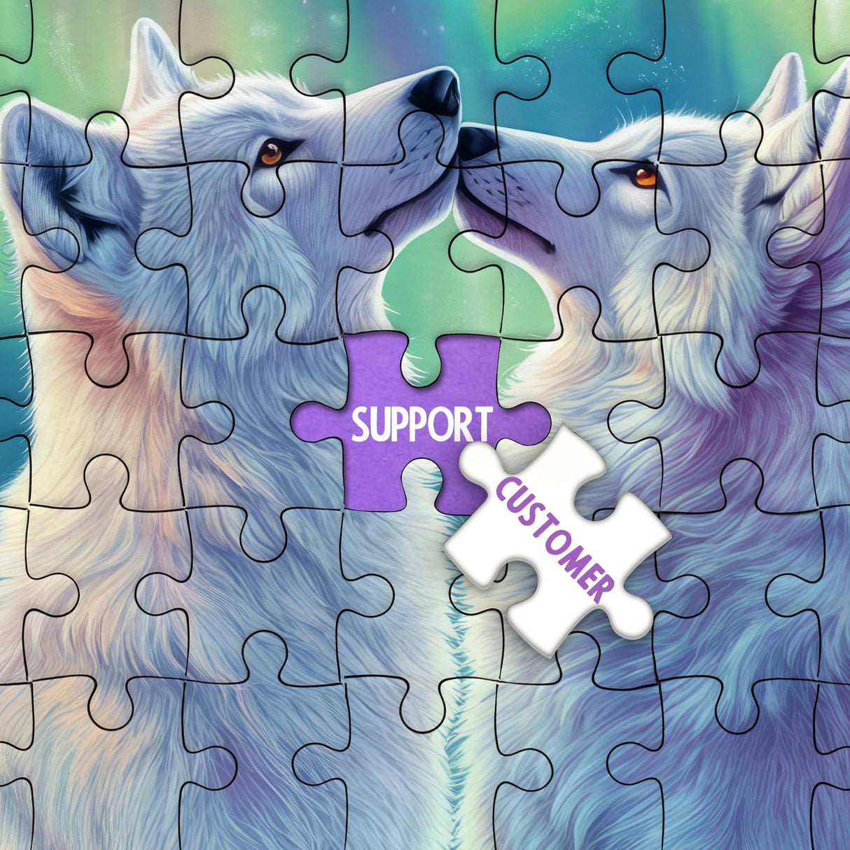 Aurora Wolf Puzzles for Adults 1000 Pieces, Colorful Animal Art Landscape Jigsaw Puzzles, Beautiful Winter Scenic Wildlife Scenery Puzzle IdeaBazar