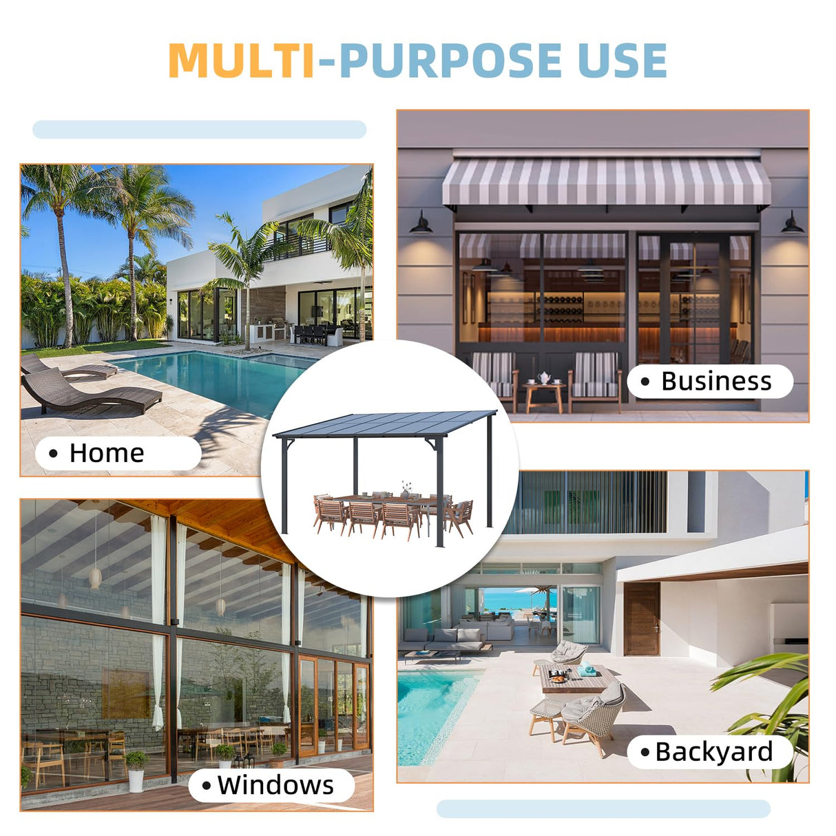 AECOJOY 24' x 10' Gazebo for Patio, Large Wall-Mounted Hard Top Lean-to Gazebo Pergola with Roof 10' x 24' on Clearance, Heavy Duty Patio Awnings for Decks, Backyard AECOJOY