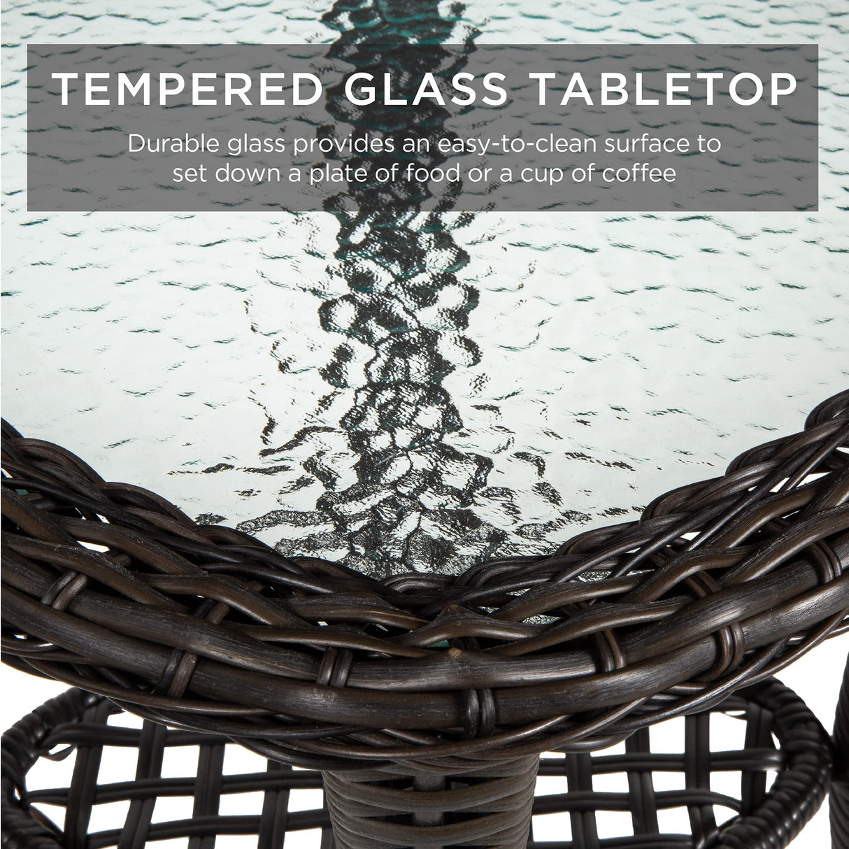 Best Choice Products 3-Piece Outdoor Wicker Patio Bistro Set w/ 2 360-Degree Swivel Rocking Chairs and Tempered Glass Top Side Table - Beige Best Choice Products