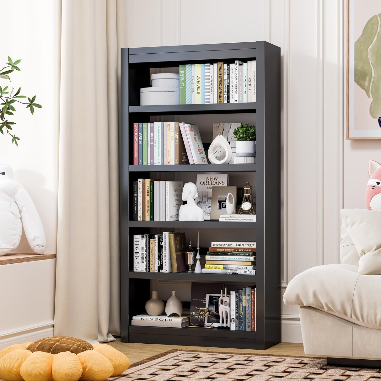 METALREAD Bookshelf, 5 Tier Metal Bookshelf, 69" H Tall Bookcase with Adjustable Shelves, Large Industrial Bookshelves for Living Rooms, Home Offices, Library, 10 Minutes Assemble METALREAD