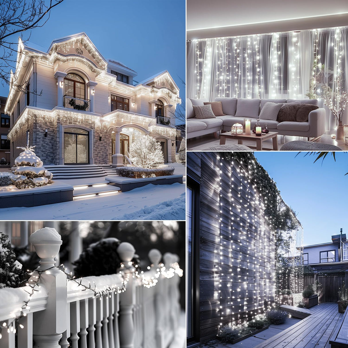 Battery Operated Christmas Lights 2 Pack 18 Feet 50 LED Clear Mini String Lights with 8 Modes Waterproof Tree Lights for Xmas Outdoor Indoor Holiday Party Garden Decor, Pure White Brightown