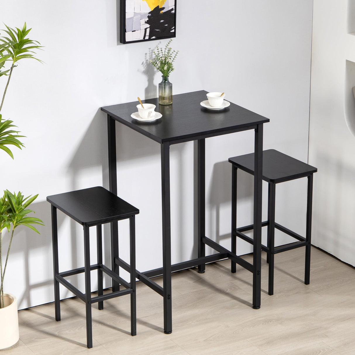 Finnhomy Rustic Black High Top Bar Table – 23.6" Square Cocktail Table for Small Spaces Finnhomy