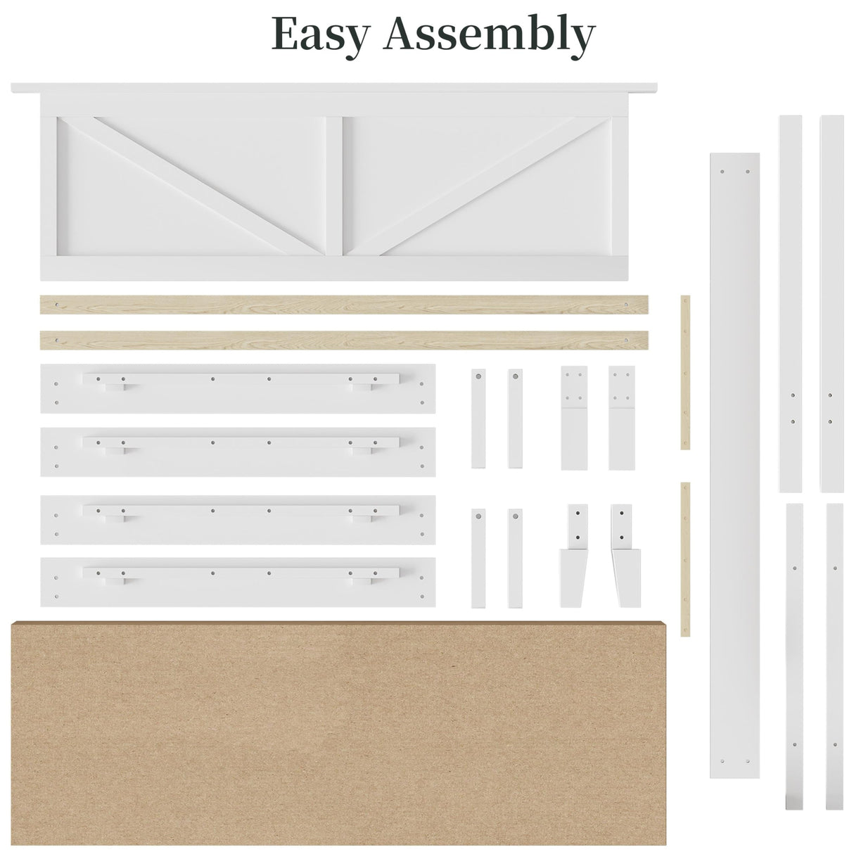 Yaheetech Wood Bed Queen, Farmhouse White Rubberwood Platform Bed Frame with V-Designed Headboard, Sturdy Wooden Support Slats, Holds up to 800 Pounds, Noise-Free, Easy Assembly Yaheetech