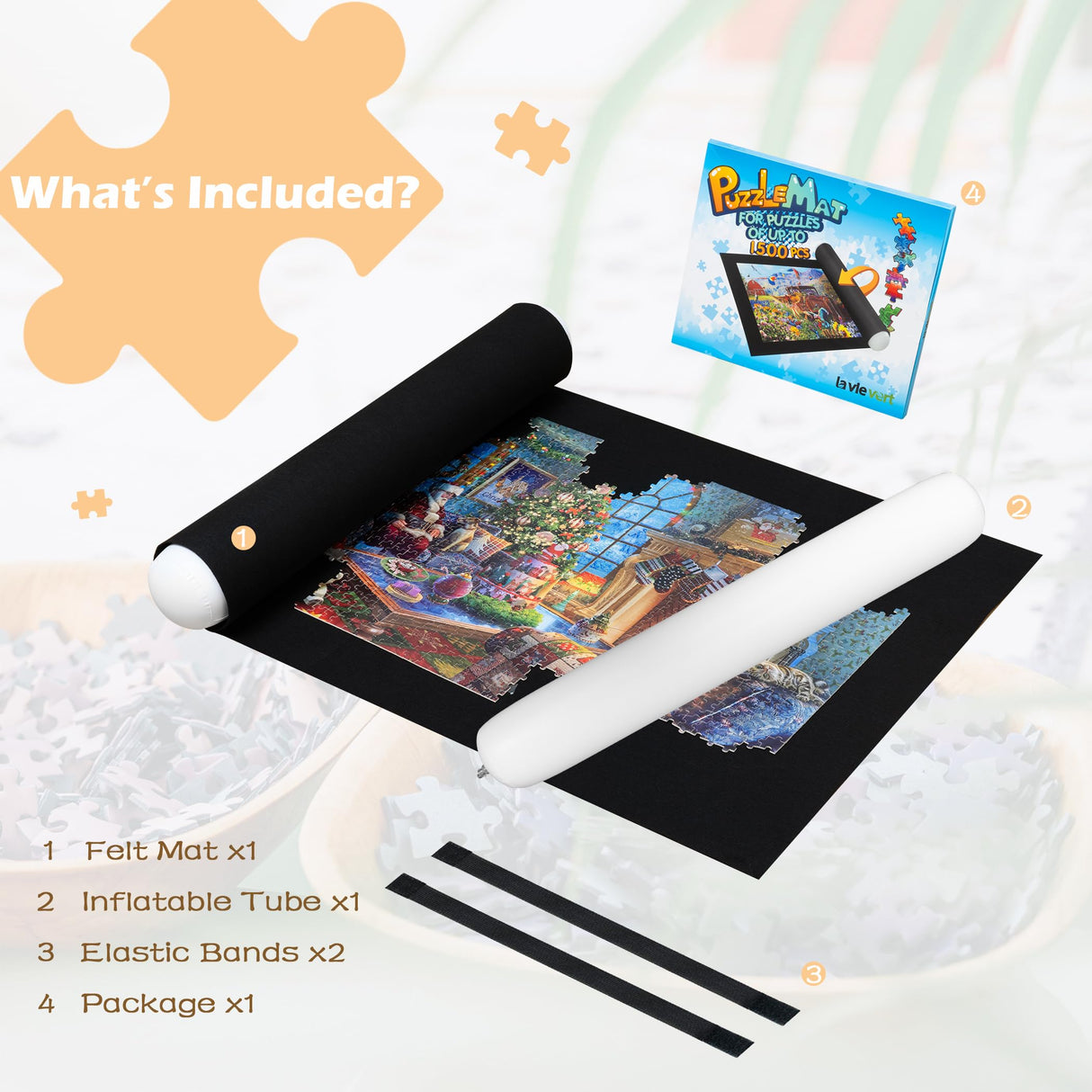 Lavievert Jigsaw Puzzle Mat Roll Up, Portable Puzzle Board Puzzle Storage Puzzle Saver, Environmental Friendly Material, Store Jigsaw Puzzles Up to 1500 Pieces LAVIEVERT