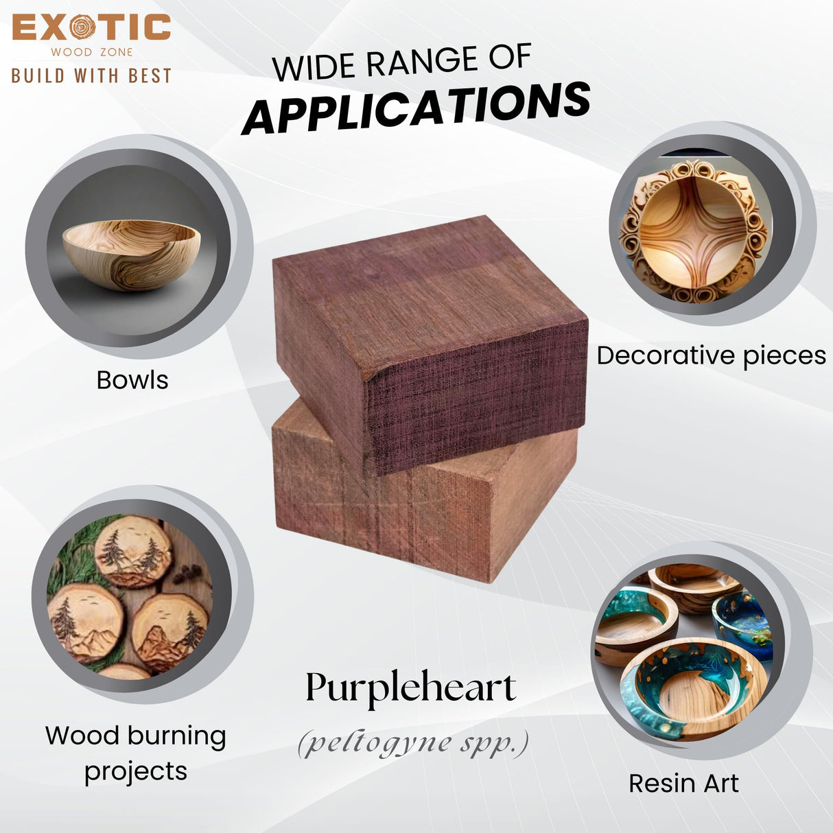Exotic Wood Zone Purpleheart Unfinished Wood Bowl Blanks (4" x 4" x 2") Exotic Wood Zone