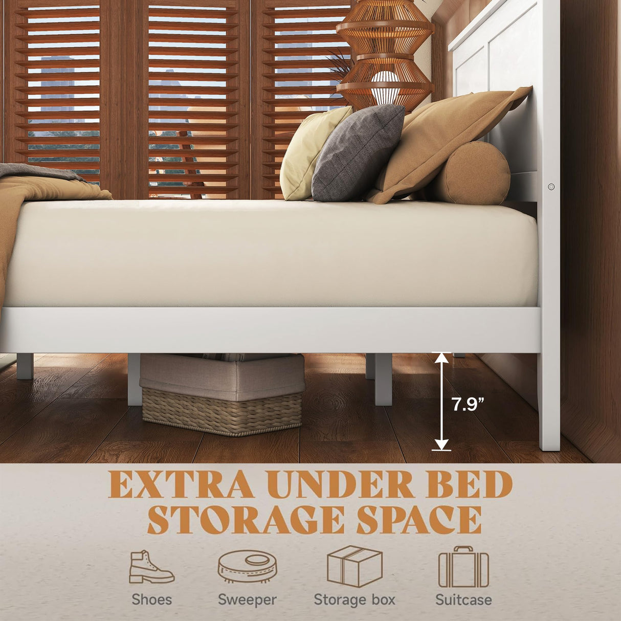 Harper & Bright Designs Stylish White Queen Size Wood Bed Frame with Headboard and Footboard Harper & Bright Designs