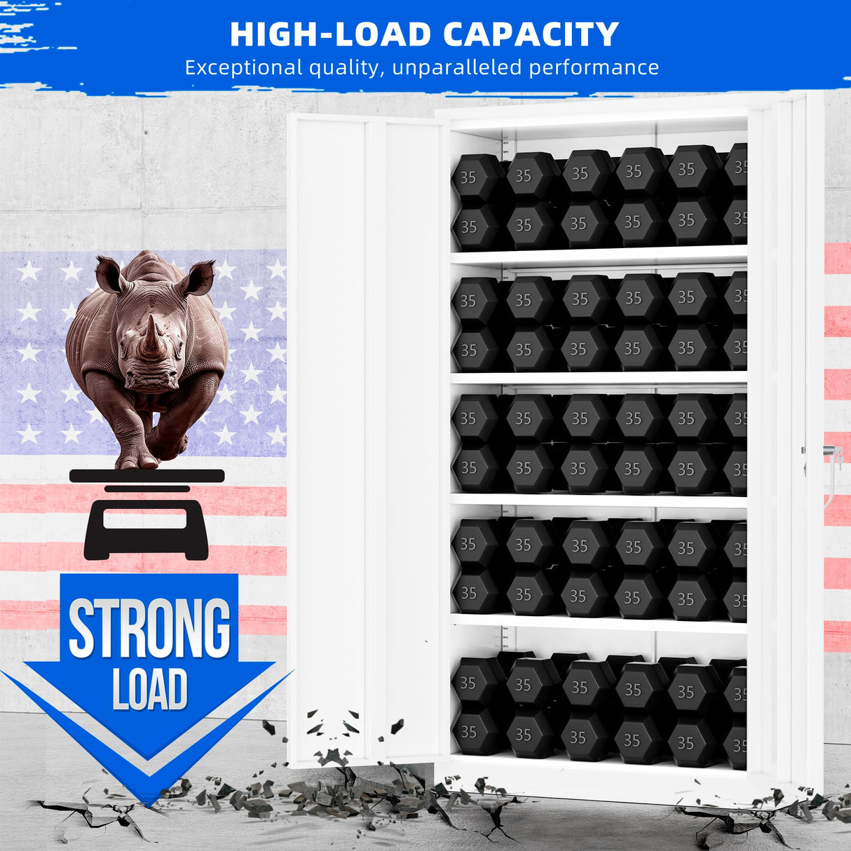 Superday Metal Storage Cabinet 71"×32"×16", Tall Storage Cabinet with 2 Doors and 4 Shelves, Large Metal Steel Utility Cabinet for Home Office, Garage, File Bathroom Pantry (White) Superday