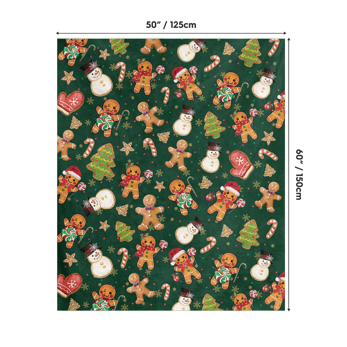 Horaldaily Christmas Flannel Blanket Throw, Green Gingerbread Man Christmas Bear Soft Fuzzy Plush Cozy Fleece Blankets for Couch Sofa Bed Lounging, Ideal Gifts for Kids Adults Wife Self, 50x60 Horaldaily