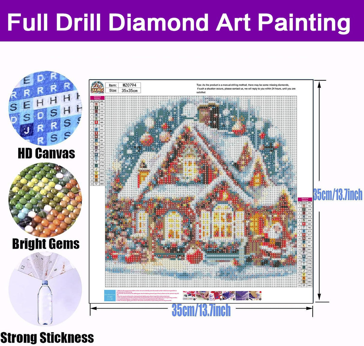croshom Christmas Diamond Art Kits for Adults Beginners,Christmas Diamond Painting Kits for Adults, 5D DIY Full Drill Diamonds Craft for Adult Gem Arts Gifts, Home Wall Decor 14" x 14" croshom