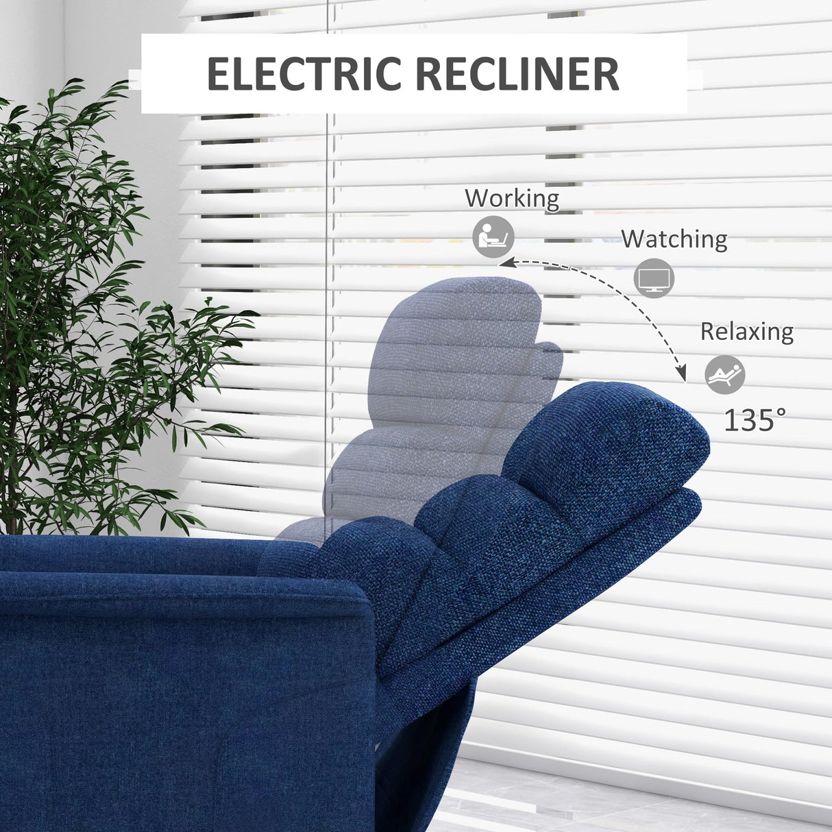 HOMCOM Power Lift Recliner Chair for Elderly, Easy Assembly, Fabric Lift Chair for Adults, Recliner Sofa with Remote Control, Side Pockets for Living Room, Dark Blue HOMCOM