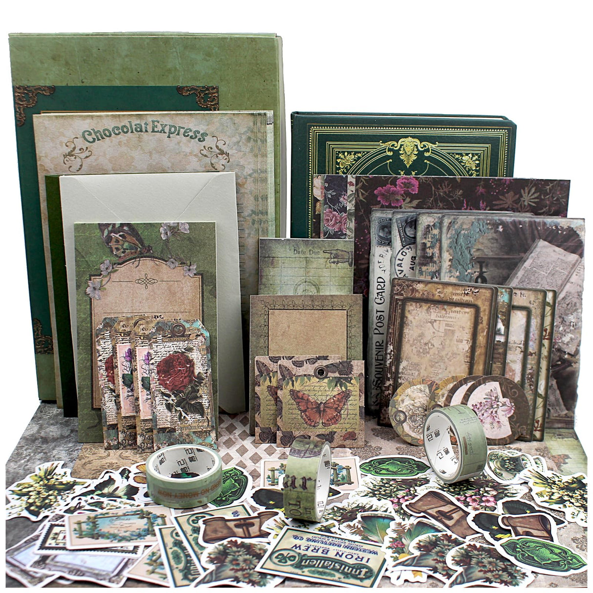 Diuhofart Vintage Scrapbooking Supplies Kit, 185pcs Junk Journal Kit with Scrapbook Paper Sticker Aesthetic Notebook Scrapbook Kit, Art Craft DIY Gift for Adult Women Diuhofart