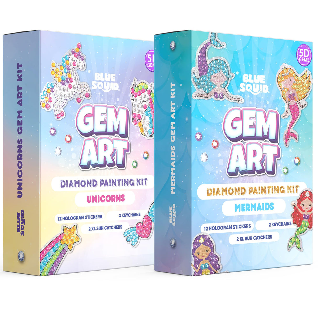 Blue Squid Diamond Art Kits for Kids β Easy DIY 5D Gem Art Diamond Painting Kits for Unicorn and Mermaid - Arts & Crafts Kit for Kids, Girls, Boys Ages 6 7 8 9 10 11 12 Blue Squid