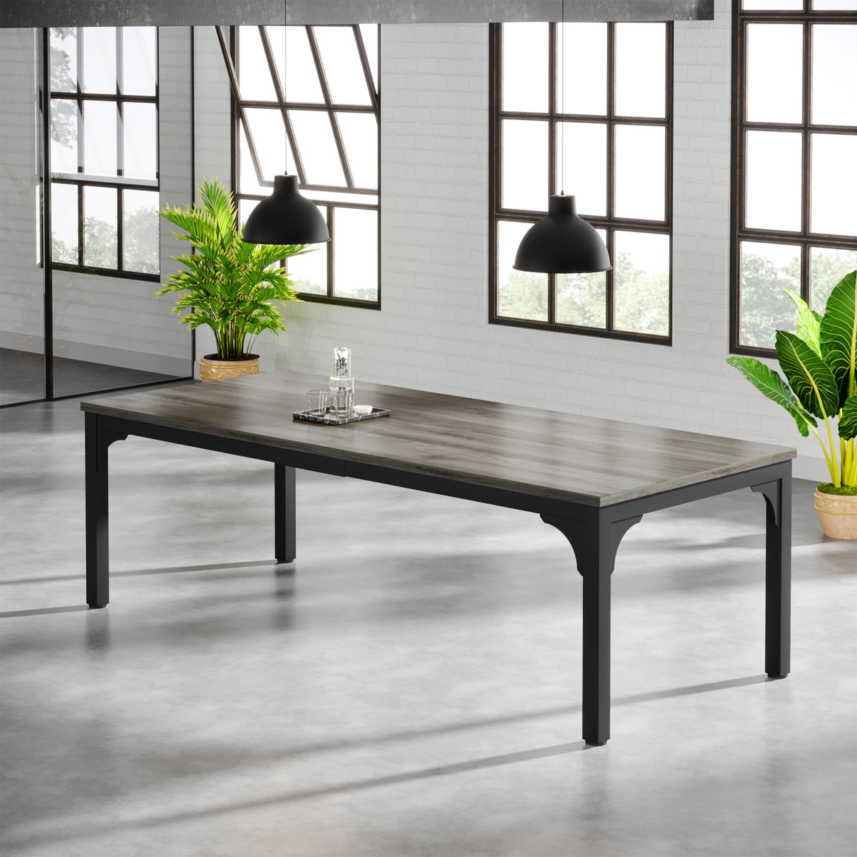 Trggivs 6.56 FT Conference Table, Super Sturdy Large Rectangle Meeting Seminar Table for 8 Person, Long Business Tables (Grey, 1PC) Trggivs