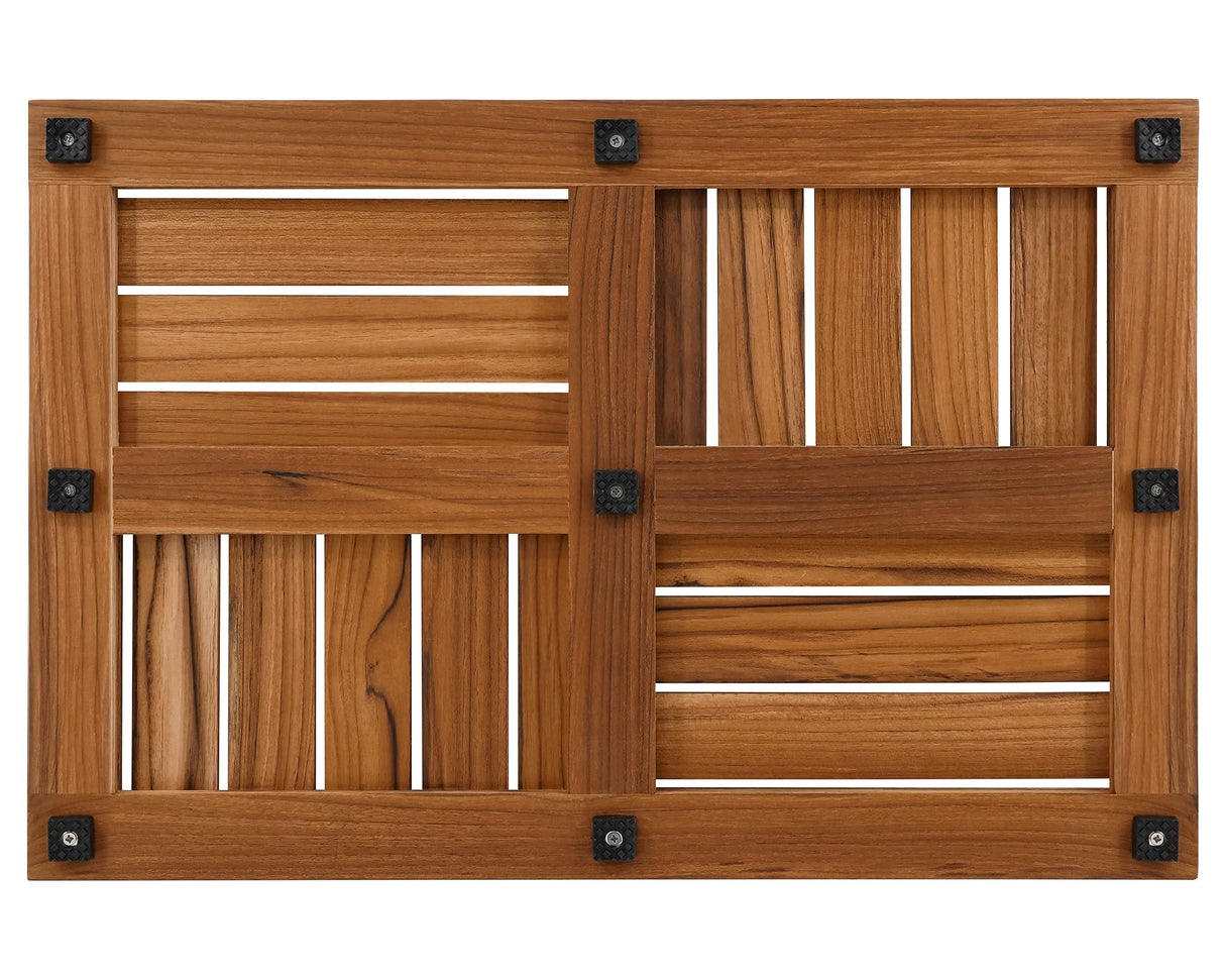 Utoplike Teak Wood Bath Mat, Wooden Shower Mat for Bathroom, 24 x 16 inch Non Slip Wood Floor Sturdy Mat for Inside Shower Luxury Spa Home or Outdoor Utoplike