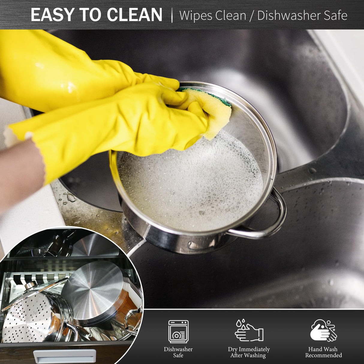 AuFranc® 4 Quart 18/10 Stainless Steel Tri-ply Stockpot and Steamer with Tempered Glass Lid, Multipurpose Steamer Pot Compatible with All Cooktops, Non-Toxic Soup Pot, Oven & Dishwasher Safe (Silver) Aufranc