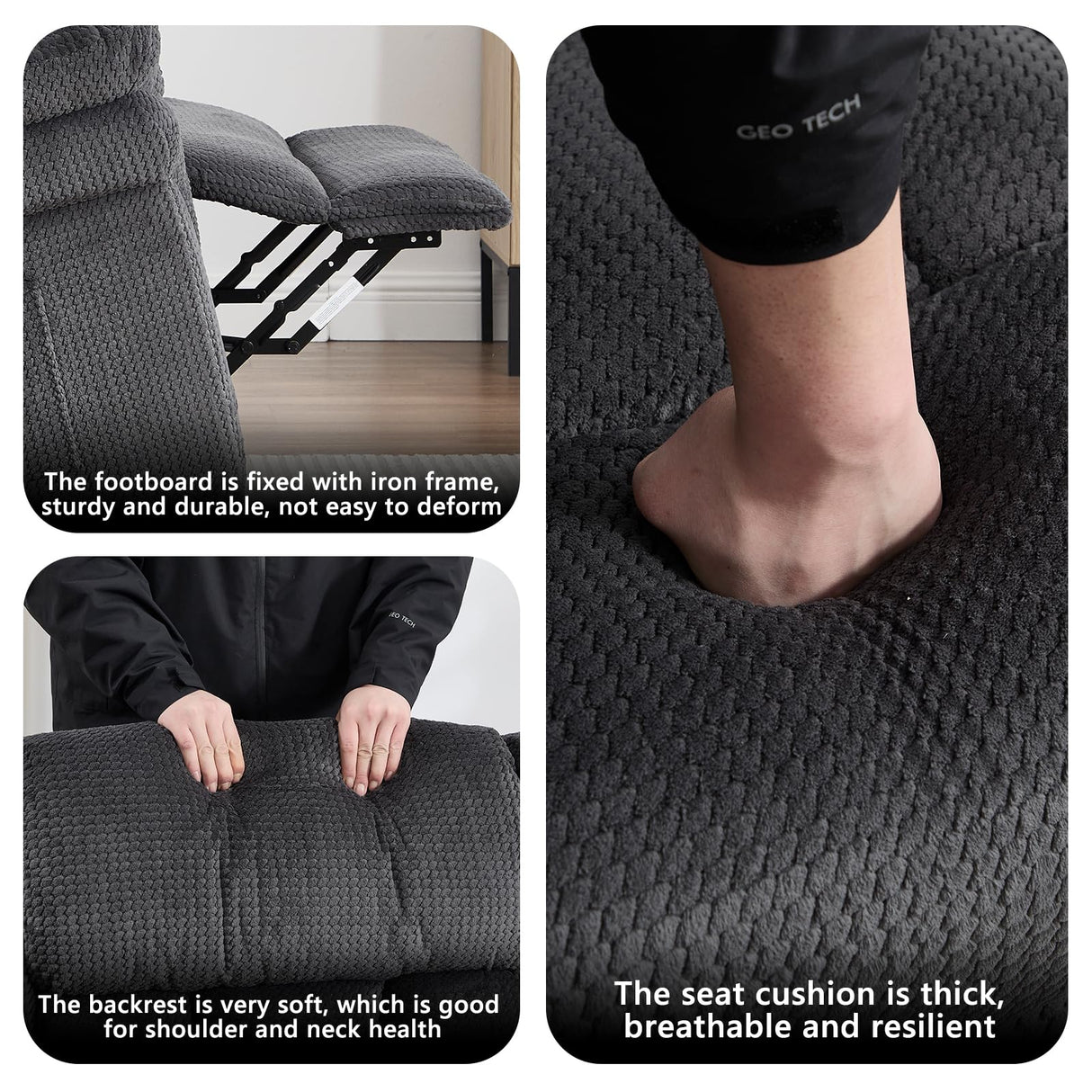 CANMOV Recliner Sofa Set, Manual Recliner Loveseat with Overstuffed Armrest for Living Room,Bedroom Furniture,Office,2 Seat Grey CANMOV