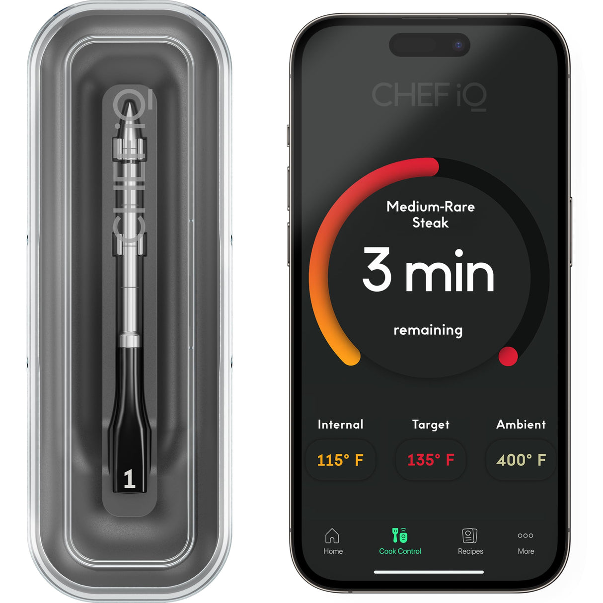 CHEF iQ Sense Smart Wireless Meat Thermometer with Ultra-Thin Probe, Unlimited Range Bluetooth Meat Thermometer, Digital Food Thermometer for Remote Monitoring of BBQ Grill, Oven, Smoker, Air Fryer CHEF iQ