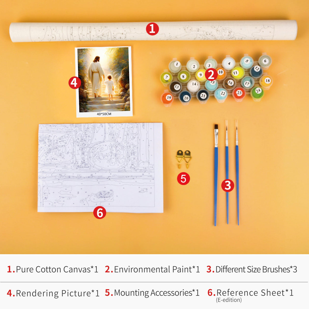 Adults' Paint-by-Number Kits DIY Jesus Paint by Numbers for Adults Christianity Adult Paint by Numbers Oil Painting Art Crafts for Wall Decoration Flameless Oil Painting Kits 16x20 Inch Rebotipy