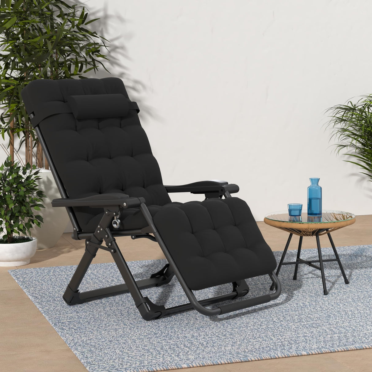 Suteck Zero Gravity Chair, Reclining Camping Lounge Chair w/Removable Cushion, Upgraded Lock and Cup Holder, Reclining Patio Chairs Folding Recliner for Indoor and Outdoor Suteck
