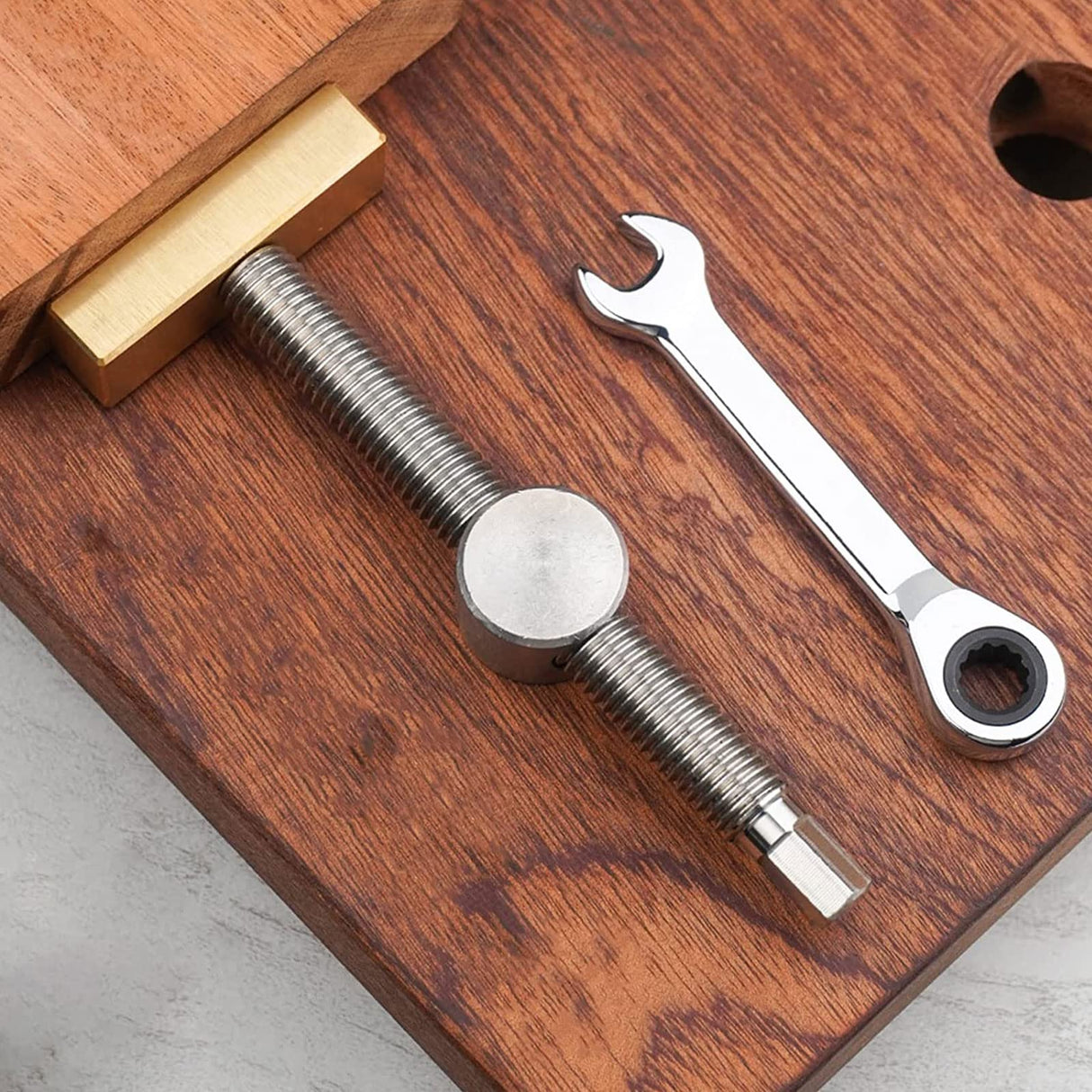 2 Pack Bench Dog Clamp with 4 Pack Woodworking 3/4 Inch Bench Dogs Hole Clamp Adjustable Workbench Stop Stainless Steel Brass Carpenter Tool (19mm) TVlifams