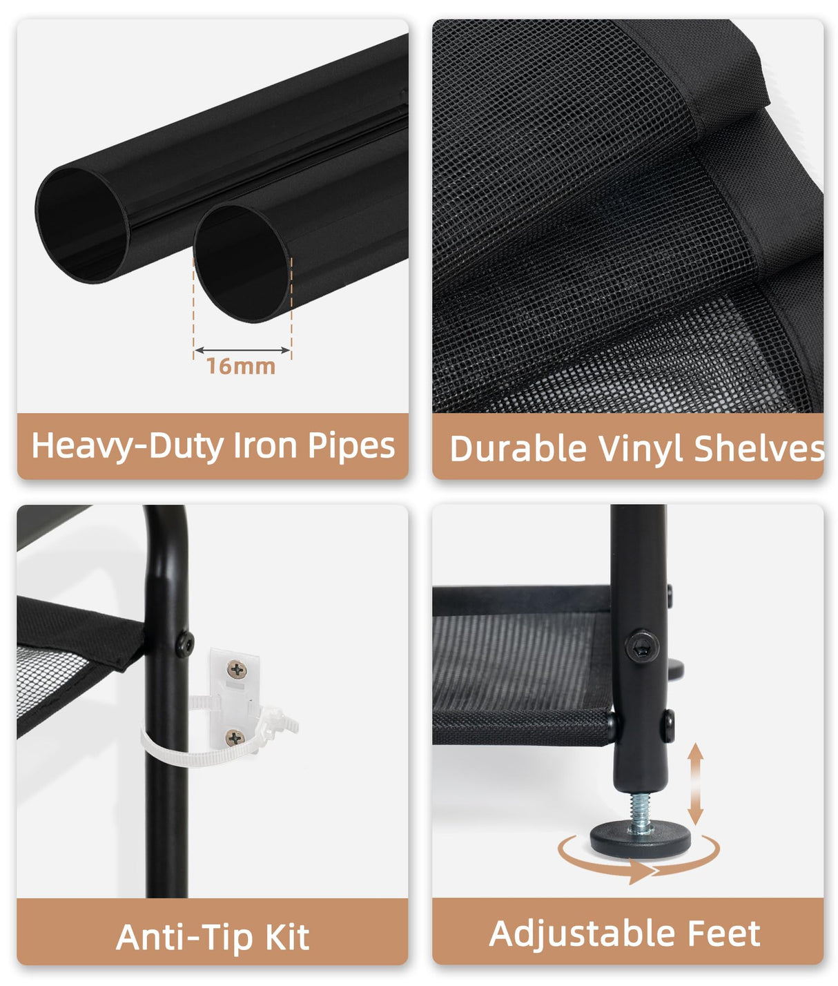 STORAGE MANIAC 10-Tier Tall Shoe Rack, 20 Pairs Narrow Slim Shoe Shelf, Metal Frame Shoes Stand for Small Space, Space-Saving Shoes Organizer, Vertical Shoes Tower for Garage, Entryway, Closet, Dorm STORAGE MANIAC