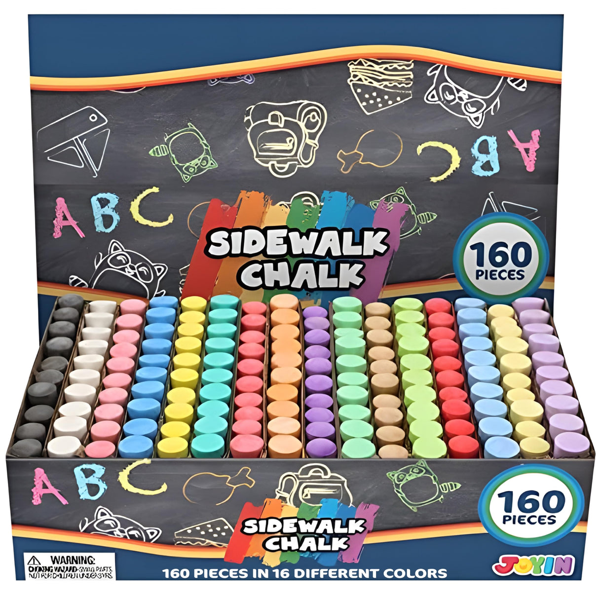 160 PCS Sidewalk Chalks Set Non-Toxic Washable Jumbo Chalk for Outdoor Art Play, Painting on Chalkboard, Blackboard and Playground JOYIN
