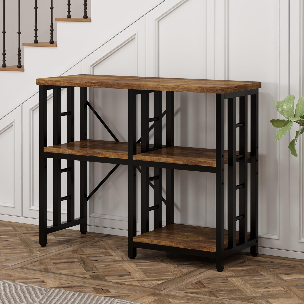 4-Tier Kitchen Baker's Rack, Mini Fridge & Microwave Oven Stand Table, 5 Tiers Coffee Bar Table, 20-29-37 Gallon Fish Tank Stand, Kitchen Organizer Shelf for Spices/Utensils Foods(Rustic Brown) BINGO CHERRY