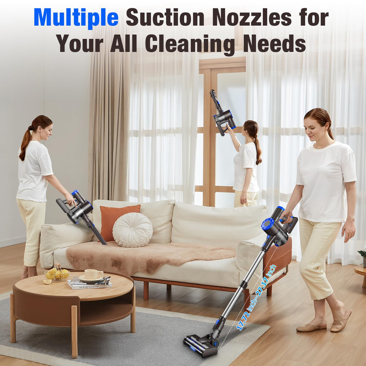 AIRDIYA Cordless Vacuum Cleaner, 180W Power Suction Stick Vacuum Cleaners with 2200 mAh Battery,6-in-1 Lightweight Self-Standing, 35 Mins Runtime for Home Hard Floor Low-Pile Carpet Pet Hair AIRDIYA